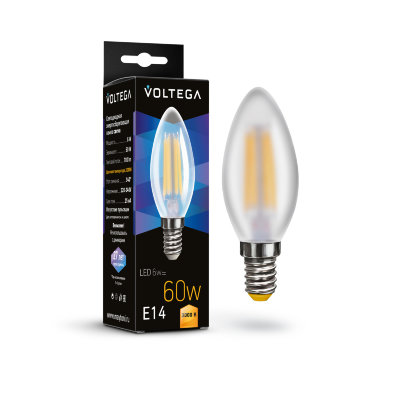 Светодиодная лампа 6W 3000K E14 Voltega Crystal Candle matt 7207