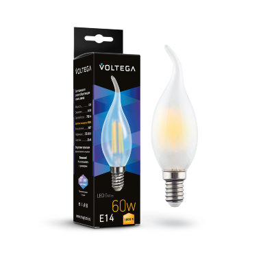 Светодиодная лампа 6W 3000K E14 Voltega Crystal Candle wind matt 7210