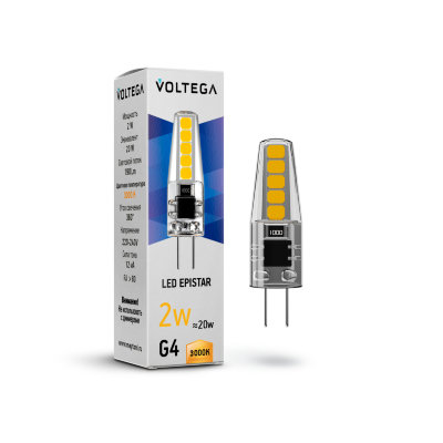 Светодиодная лампа 2W 3000K G4 Voltega Simple Capsule 7260