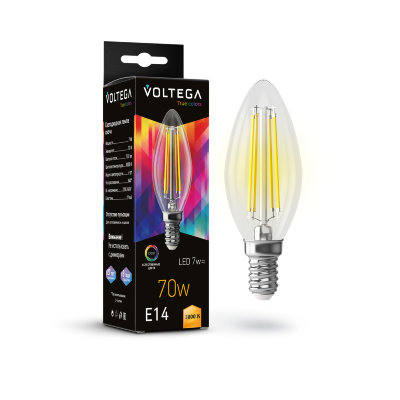 Светодиодная лампа 7W 3000K E14 CRI97 Voltega Crystal Candle 7216