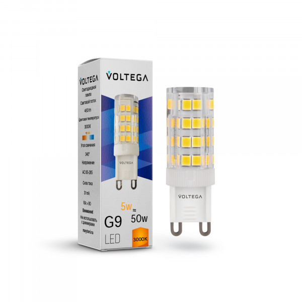 Лампа светодиодная Voltega Capsule G9 5W 3000K G9 7185