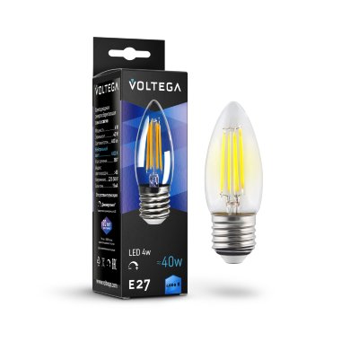 Лампа филаментная диммируемая Voltega Candle dim E27 5W 4000K 8463