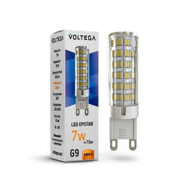 Лампа светодиодная Voltega G9 7W 2800К прозрачная VG9-K1G9warm7W 7036