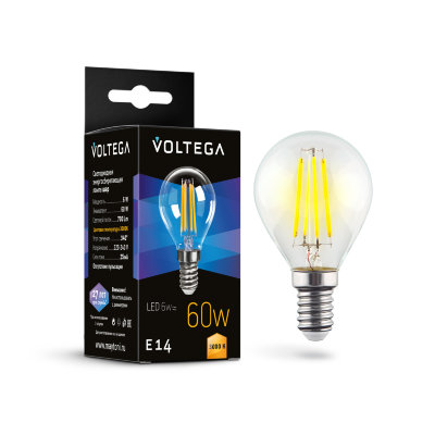 Светодиодная лампа 6W 3000K E14 Voltega Crystal Globe 7213